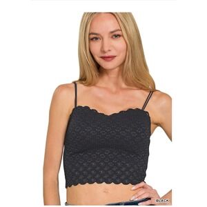 Zenana Black‎ Seamless Lace Bralette with pads